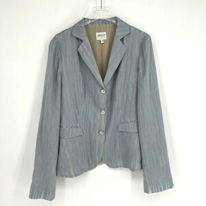 Armani Collezioni Blazer Womens 14 Linen Silk Animal Print Preppy Designer